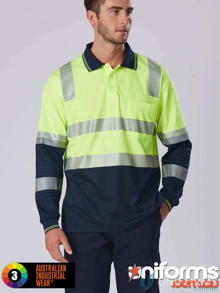 High-visibility long-sleeve polo shirt from Truedry Biomotion Segmented LS Safety Polo
