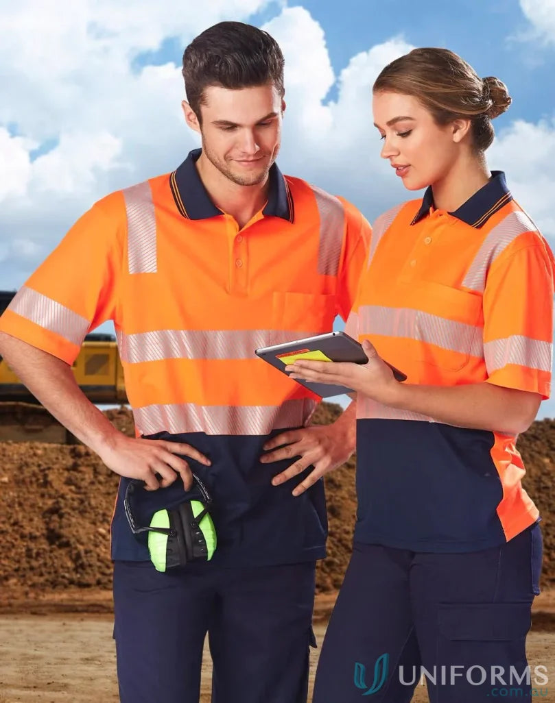 Construction workers in truedry® biomotion safety segmented SS safety polo