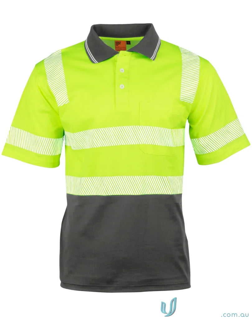 High-visibility truedry® Biomotion Safety Segmented Short-Sleeved Polo Shirt