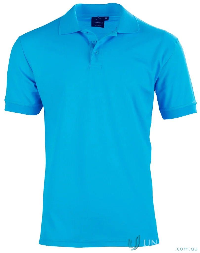 Turquoise short-sleeved pique polo shirt from Winning Spirit TrueDry Connection collection