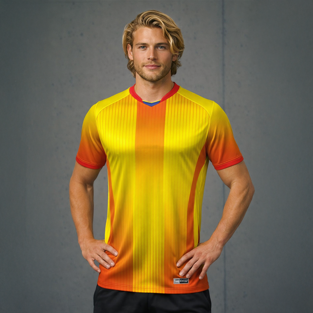 Vibrant yellow orange gradient TS139 custom made sublimated soccer jersey