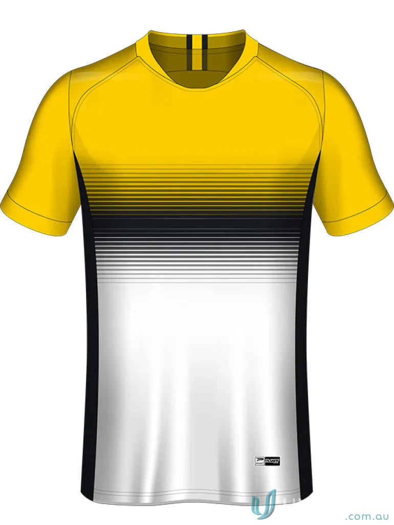 Yellow black and white gradient T-shirt from TS141 Custom T-Shirt made with sublimated sports fabric