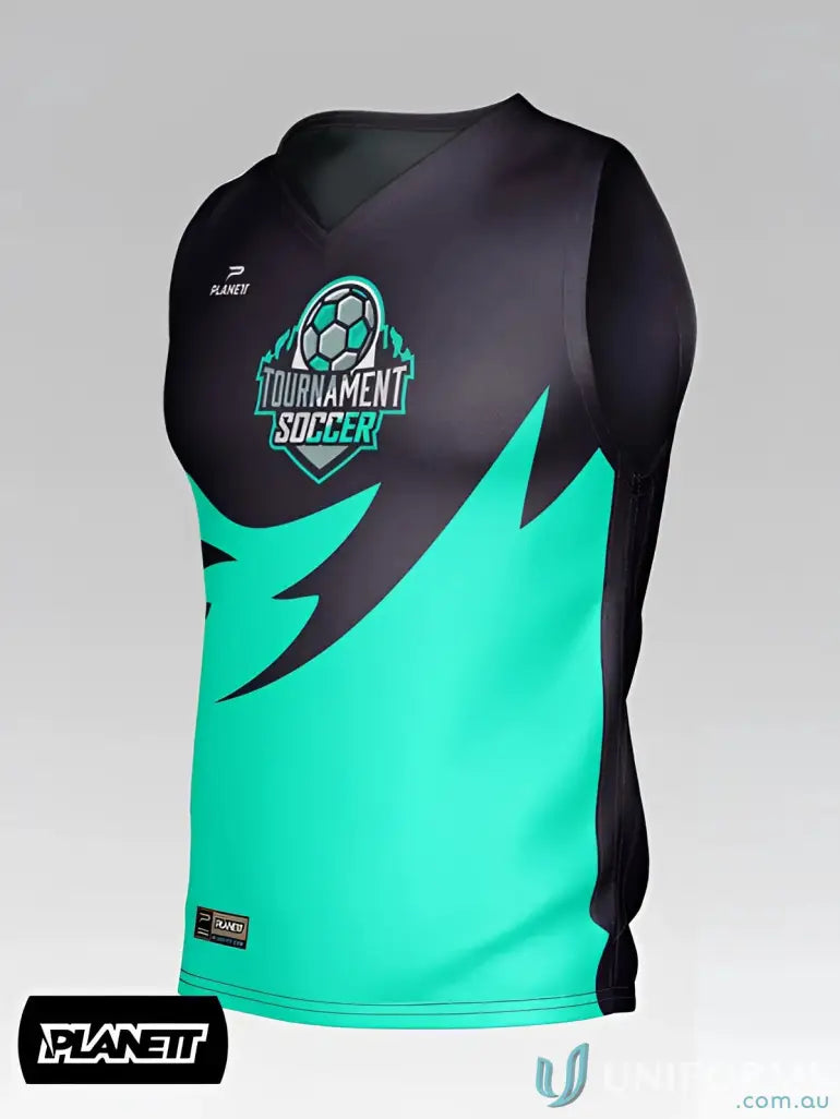 Sleeveless soccer jersey from TT103 Custom Training Tops made with sports fabric
