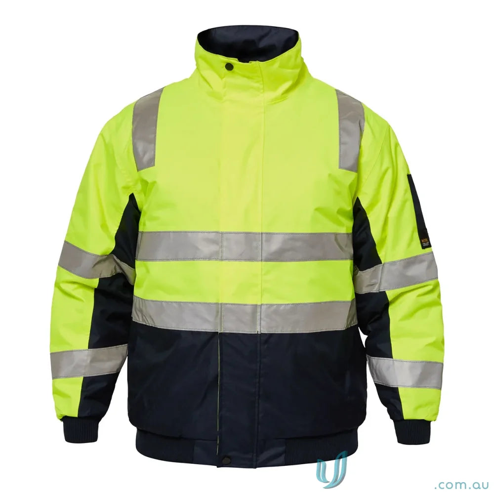 High-visibility work jacket with reflective stripes from Workcraft Typhoon Hiviz Taped series