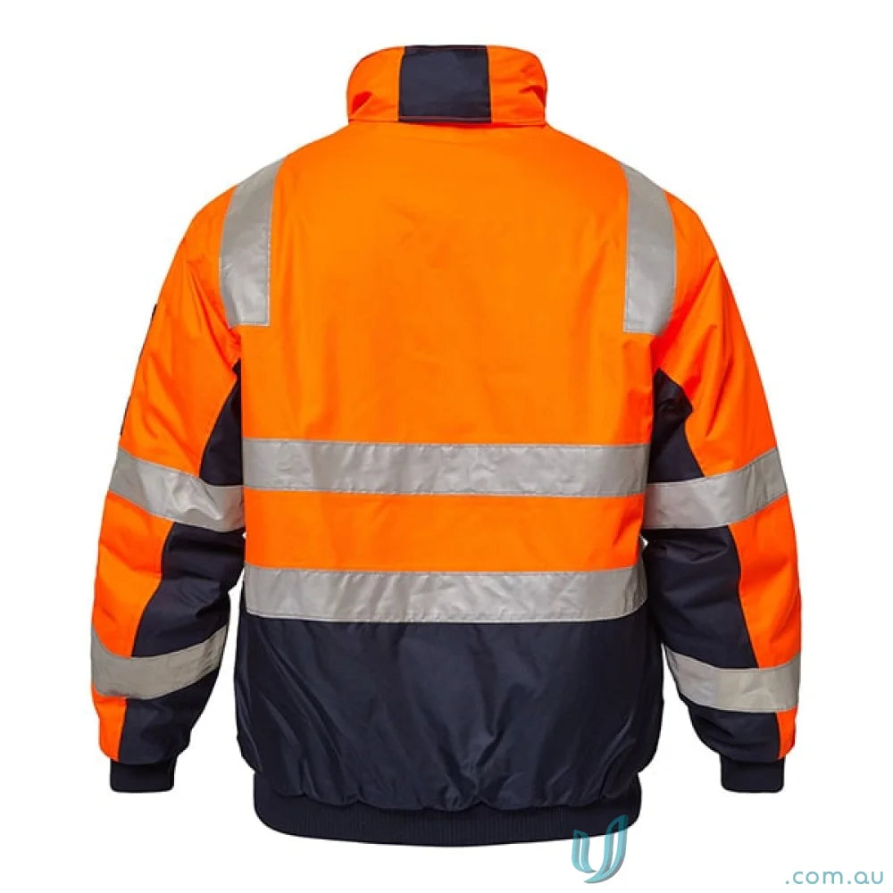 Orange and navy Typhoon HiViz Reflective Bomber Jacket for work safety