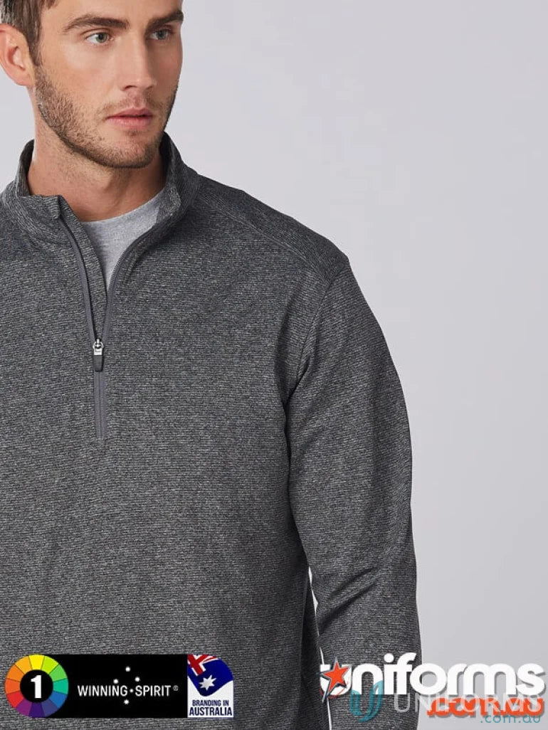 Gray quarter-zip pullover from Spirit Ultimate Men’s collection, perfect for winning spirit ultimate men’s style