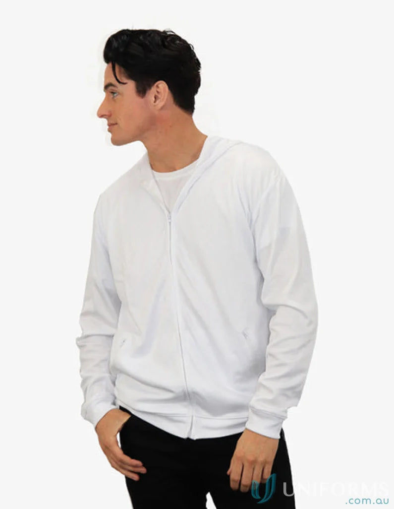 White Zip-Up Hoodie with CoolDry Moisture Management Technology for all-day comfort