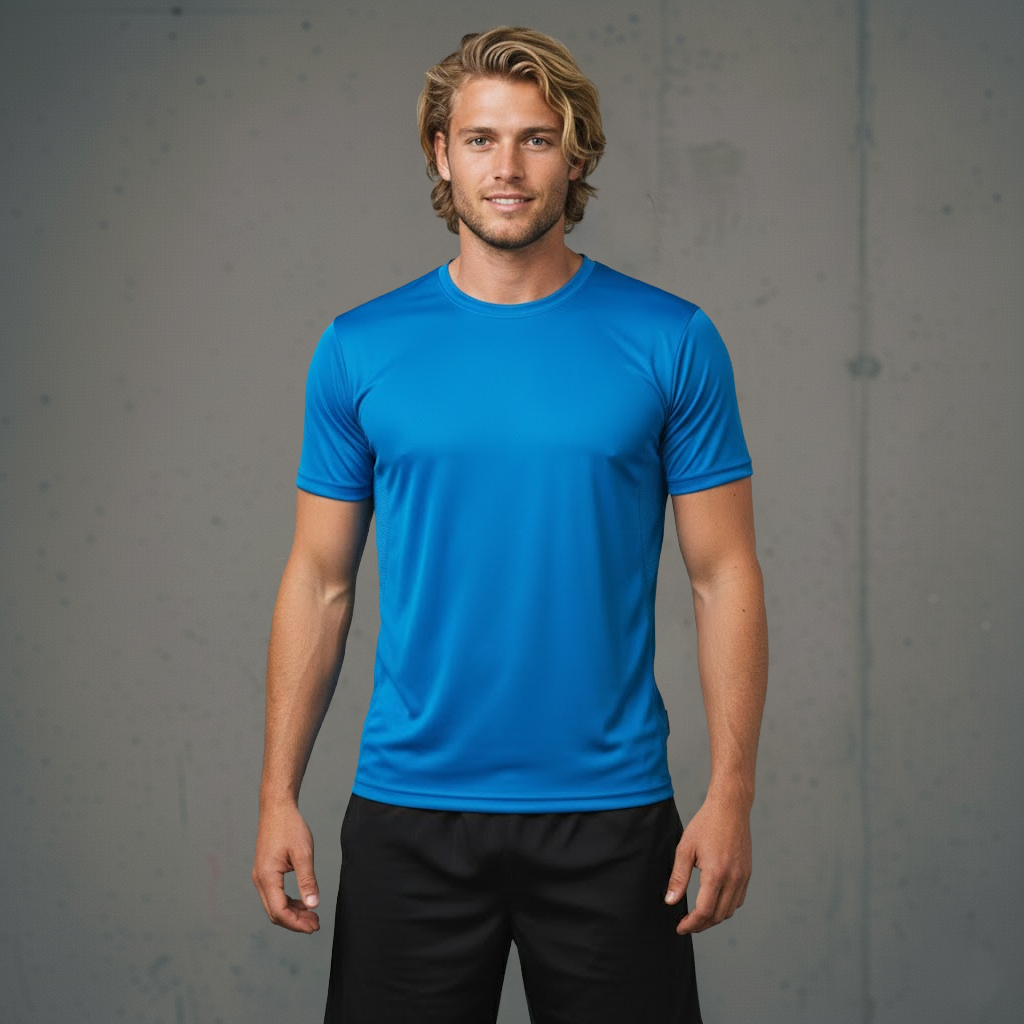Bright blue RapidCool Ultra Light tee, short-sleeve crew neck sports shirt