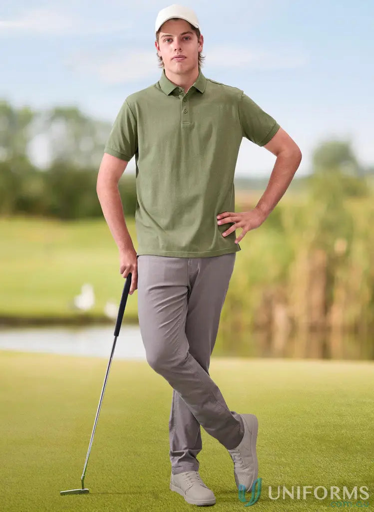 Man in golf attire wearing PS71 Ultrafine Cotton Pique Polo shirt