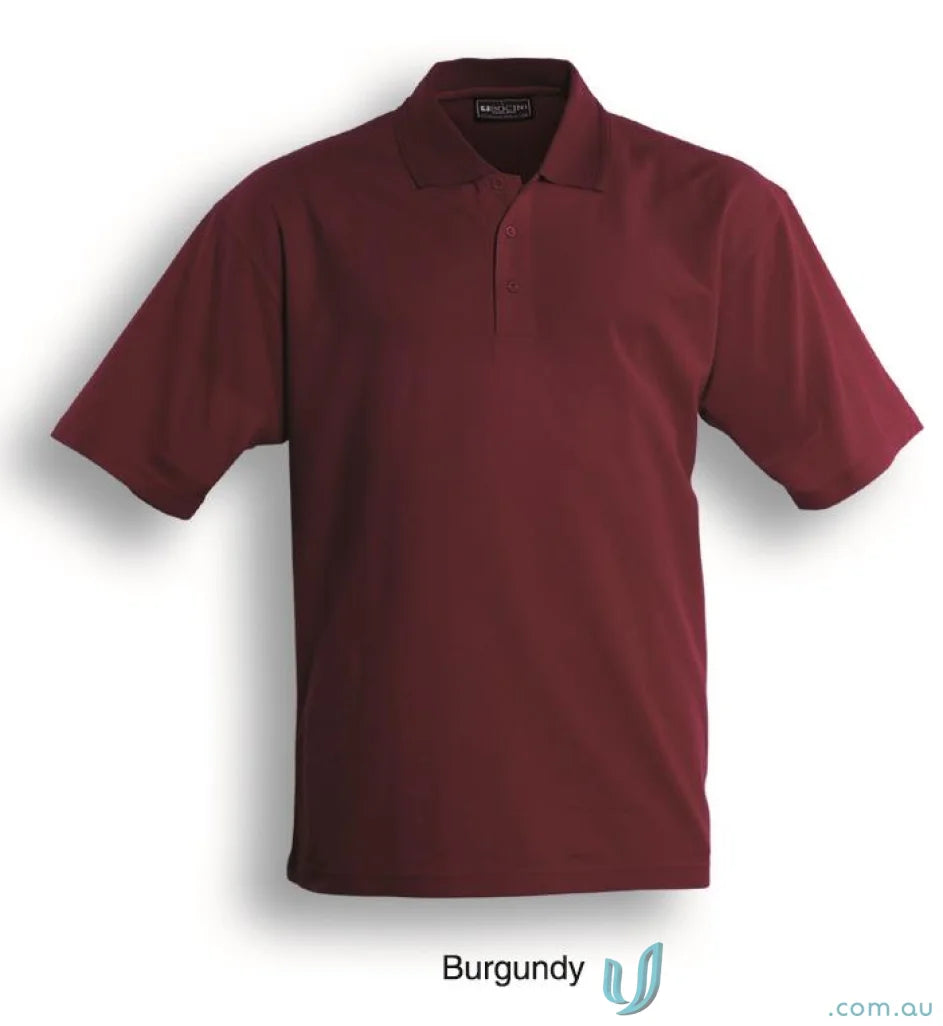 Burgundy short-sleeved basic polo shirt perfect for uniforms and workwear on the Basic Polo line
