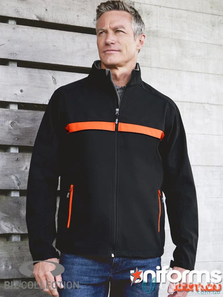 Black charger jacket j510m with orange stripe from Biz Collection Unisex Jacket J510M