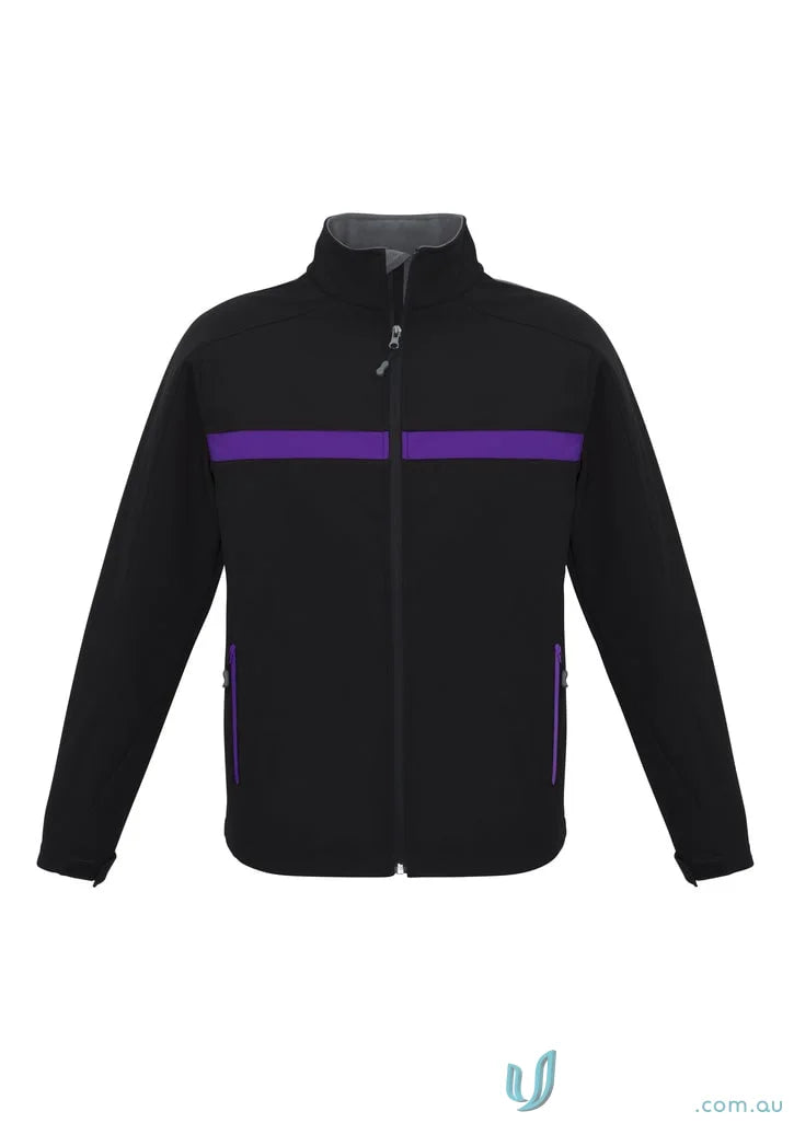 Unisex Charger Jacket J510M from Biz Collection with black and purple stripe