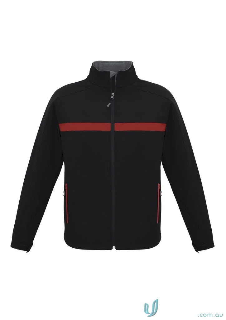 Unisex Charger Jacket J510M from Biz Collection with black color and red stripe