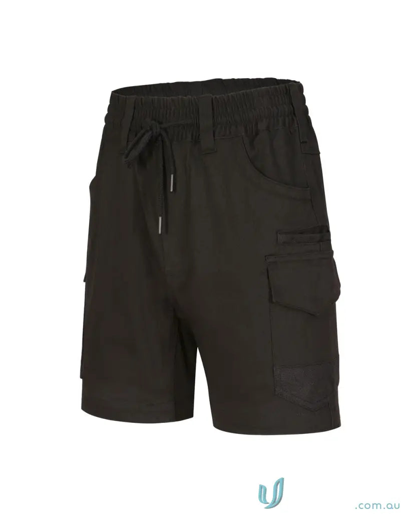 Black cargo shorts from WP29 Unisex Cotton collection, made of cotton stretch drill