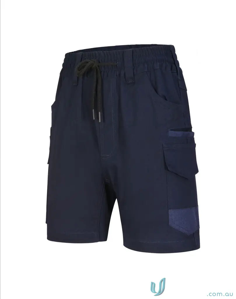 Navy blue unisex cotton stretch drill cargo shorts from WP29 Unisex Cotton collection