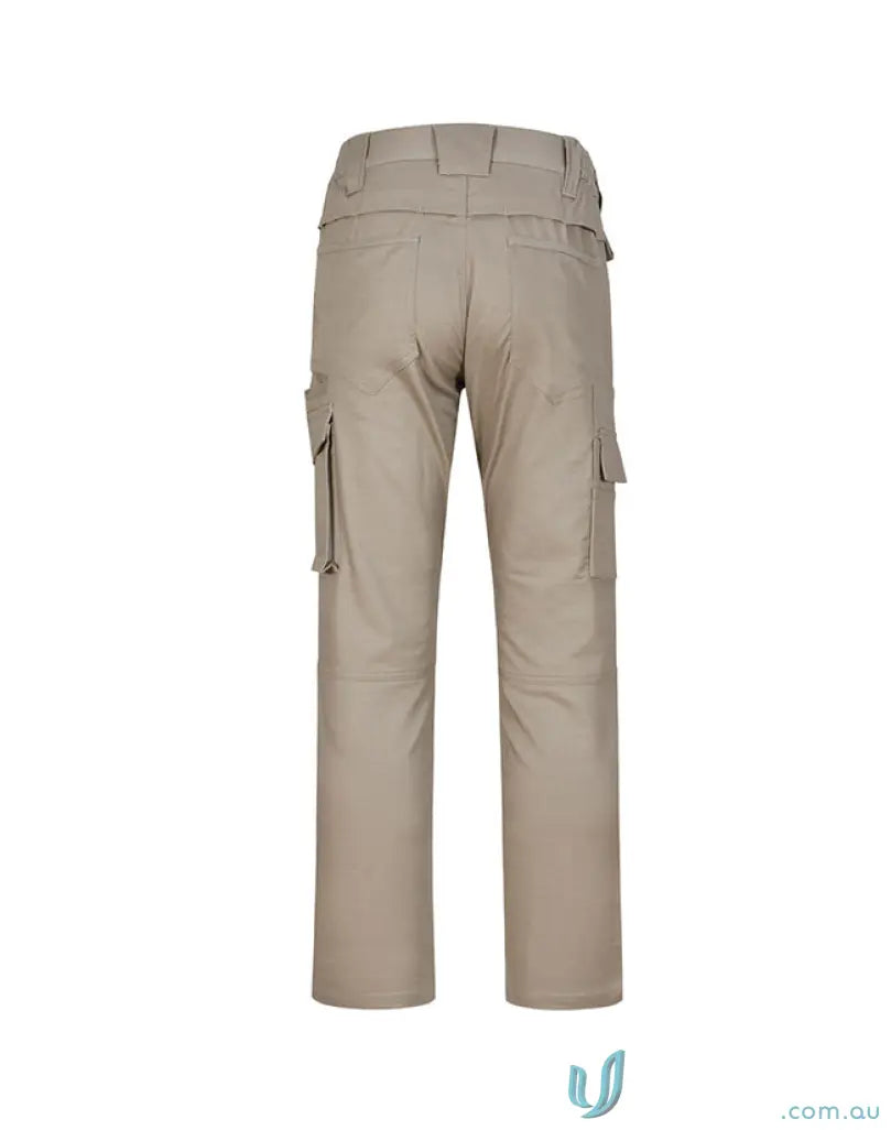 Khaki cargo pants in unisex cotton stretch rip-stop work pants style