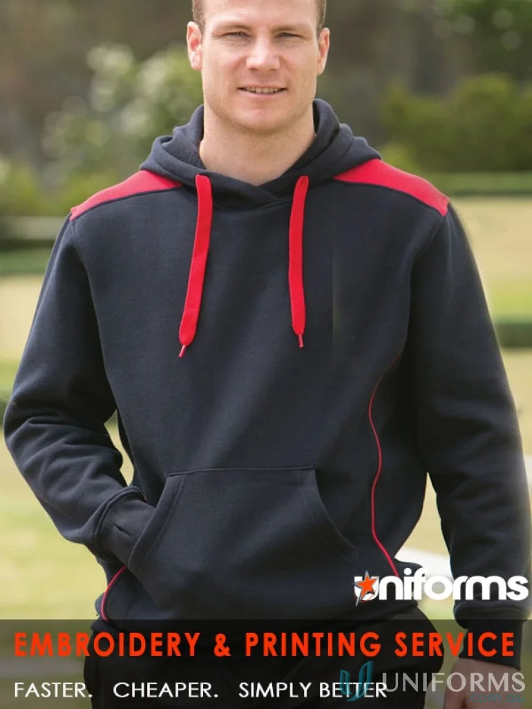 Navy and red unisex Croxton Hoodie fl19 Croxton Hoodie perfect for all ages