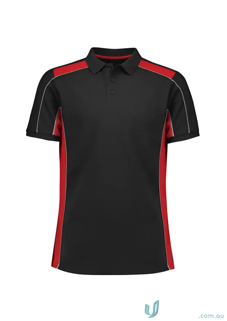 Black and red grid polo p413us from Unisex Grid Polo with recycled polyester biz collection