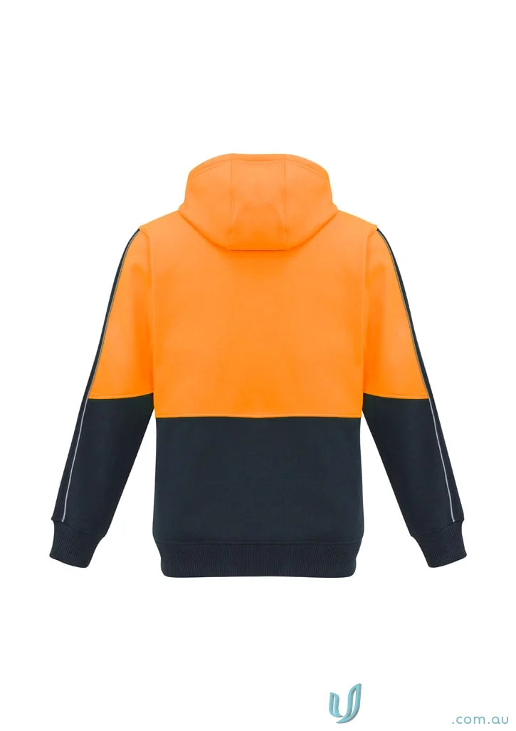 Orange and navy syzmik unisex vis pullover hoodie for high visibility wear