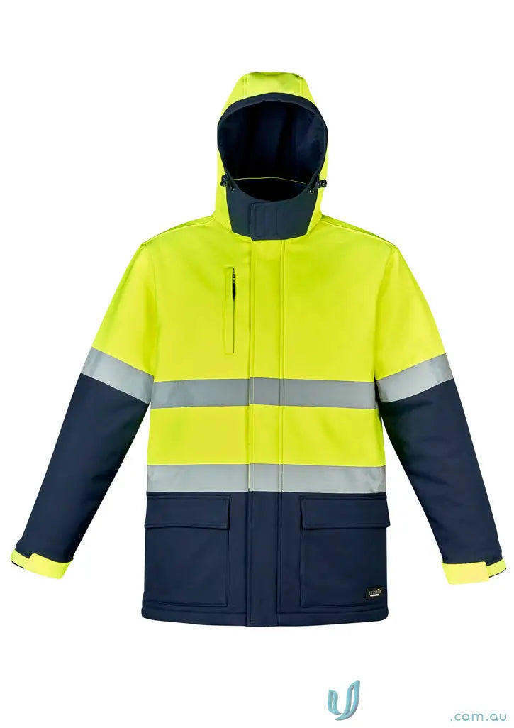 Unisex HiVis Antarctic Softshell Jacket with fleece-lined hand warmers and high visibility
