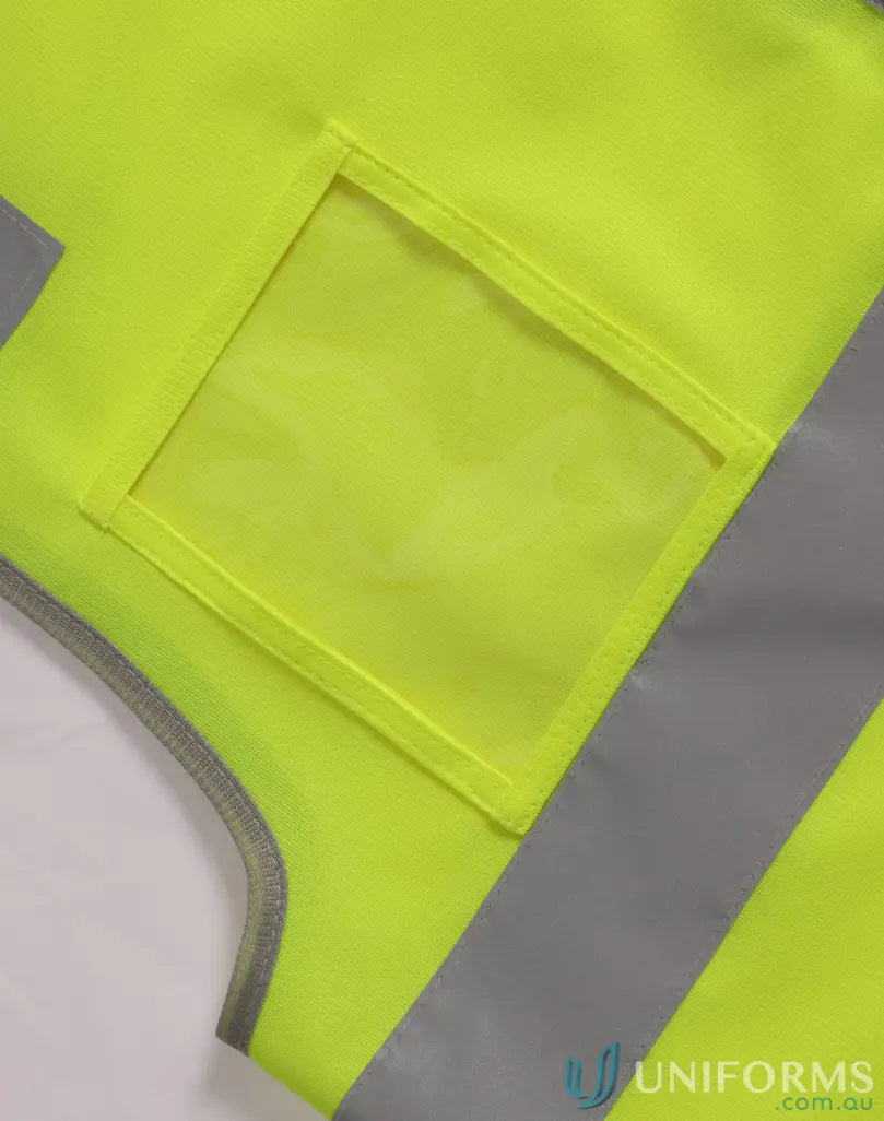 Sw04 Hi-Vis neon yellow safety vest with utility pockets and reflective stripes