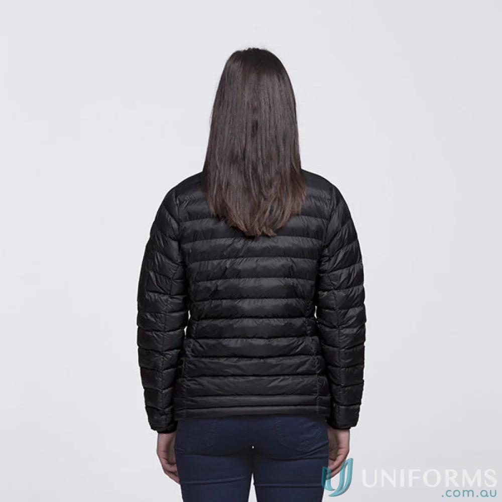 Black quilted puffer jacket showcasing super packable lightness in the Unisex Mogul Puffa Jacket
