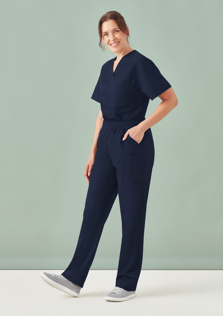 Navy blue unisex Pulse straight leg scrub pant with pockets