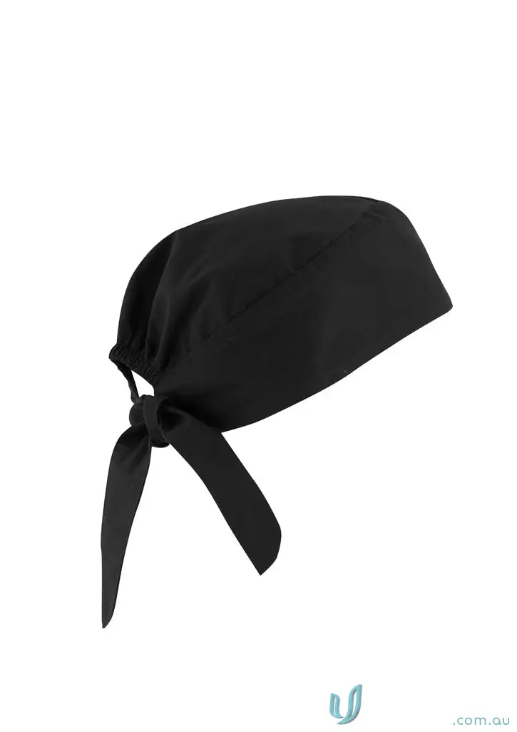 Black reversible scrub cap with ties, stylish smart scrub with antibacterial protection