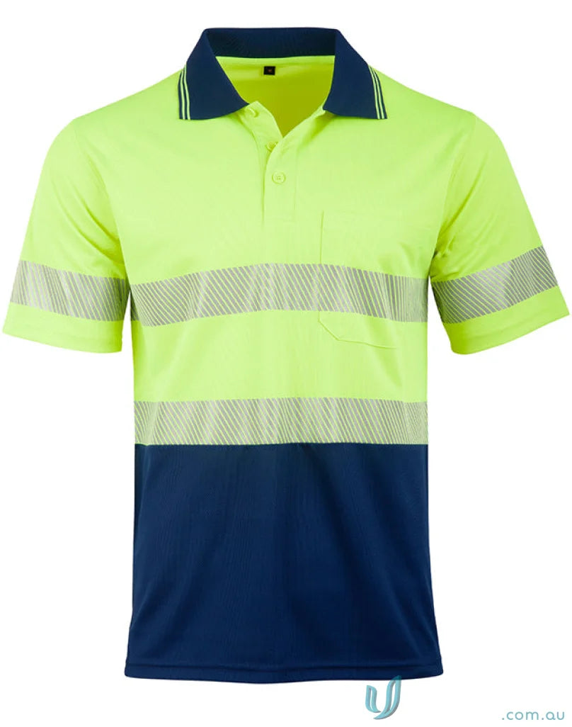 Unisex SW85 cooldry segmented polo with matching colour buttons and two-tone design