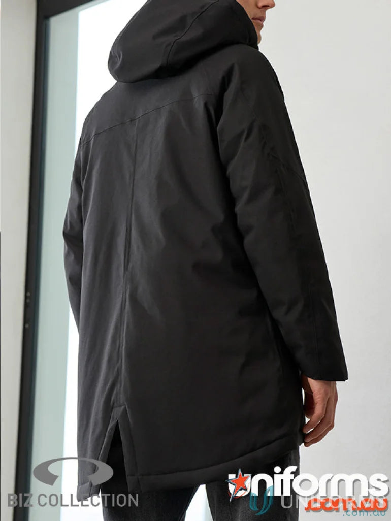 Unisex Sphere Jacket black hooded parka with waterproof features and recycled polyester lining