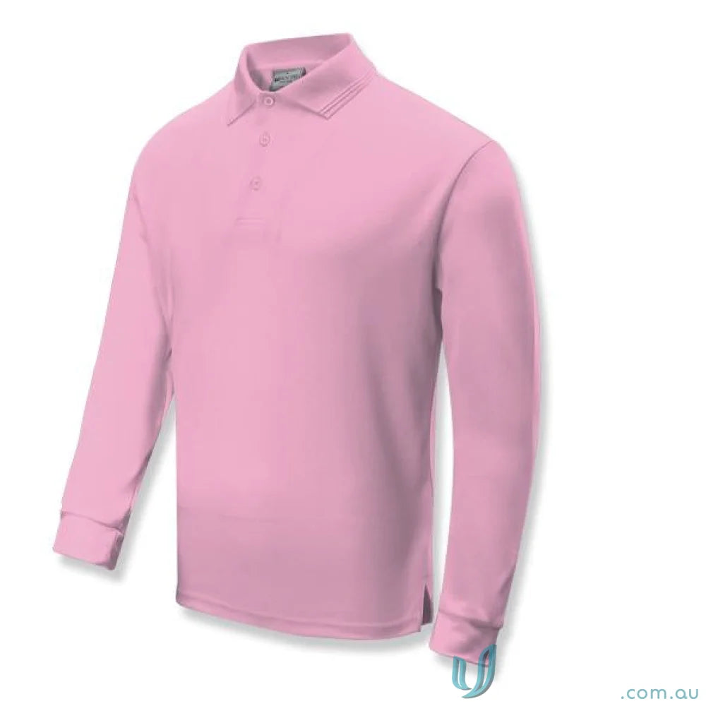 Unisex SunSmart LS Polo in light pink, perfect for uniforms and casual wear