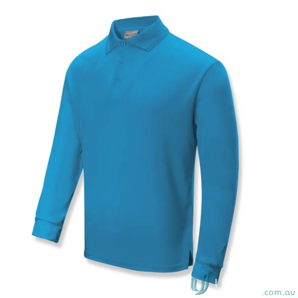 Unisex Sunsmart LS Polo in vibrant blue with classic collar and three-button placket