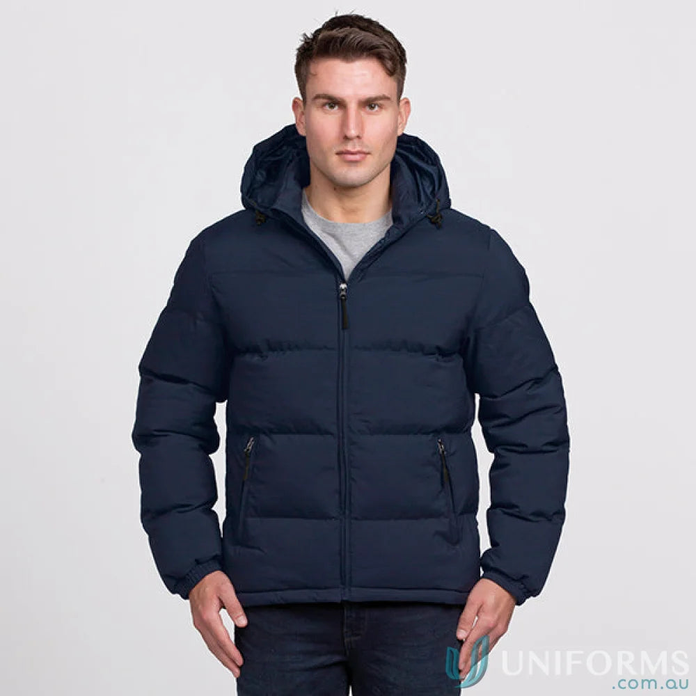 Navy blue unisex Terrain Puffa Jacket with waterproof rating to stay dry in style