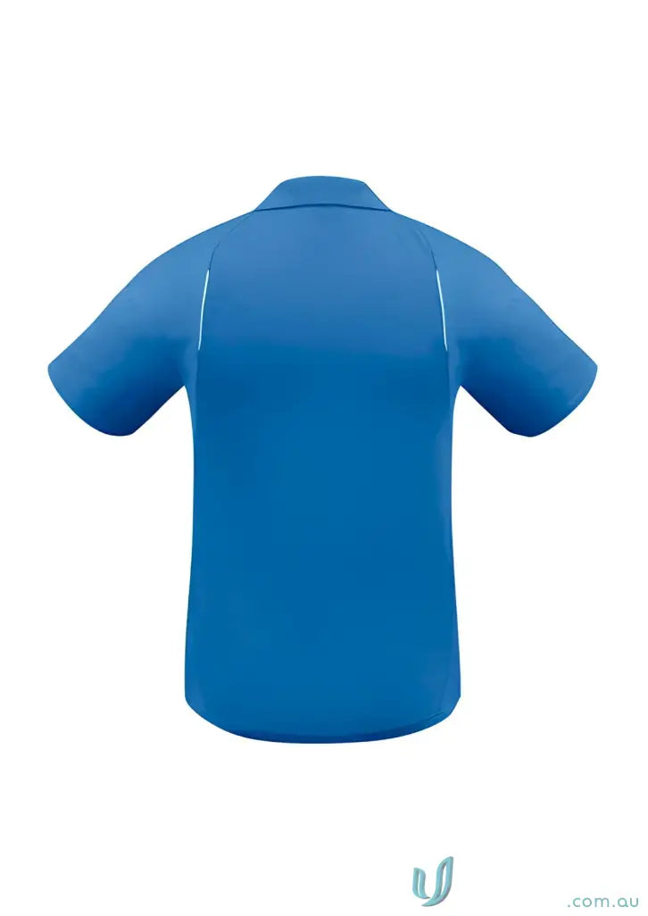 Blue polo shirt with white trim from United Polo collection, perfect modern fit biz collection