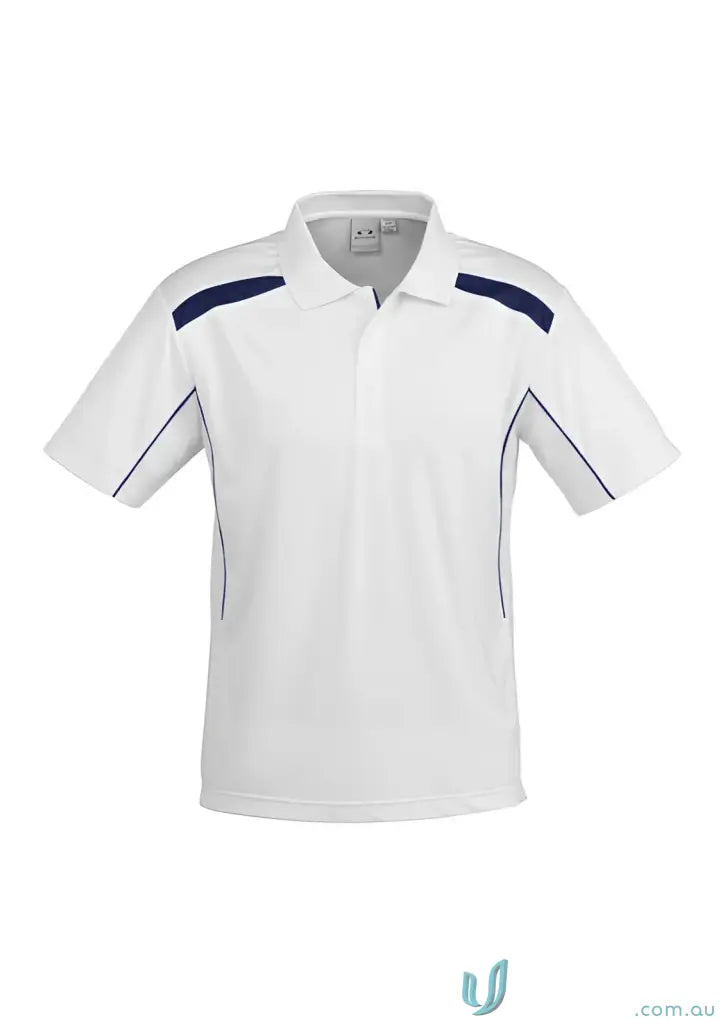 White polo shirt with navy accents from UTD Polo P244MS in Modern Fit Biz Collection