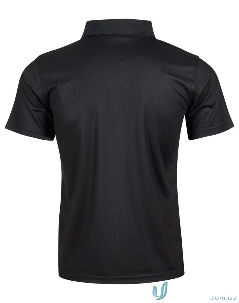Black PS81 Verve Polo made with CoolDry® polyester mini and flat knitted collar