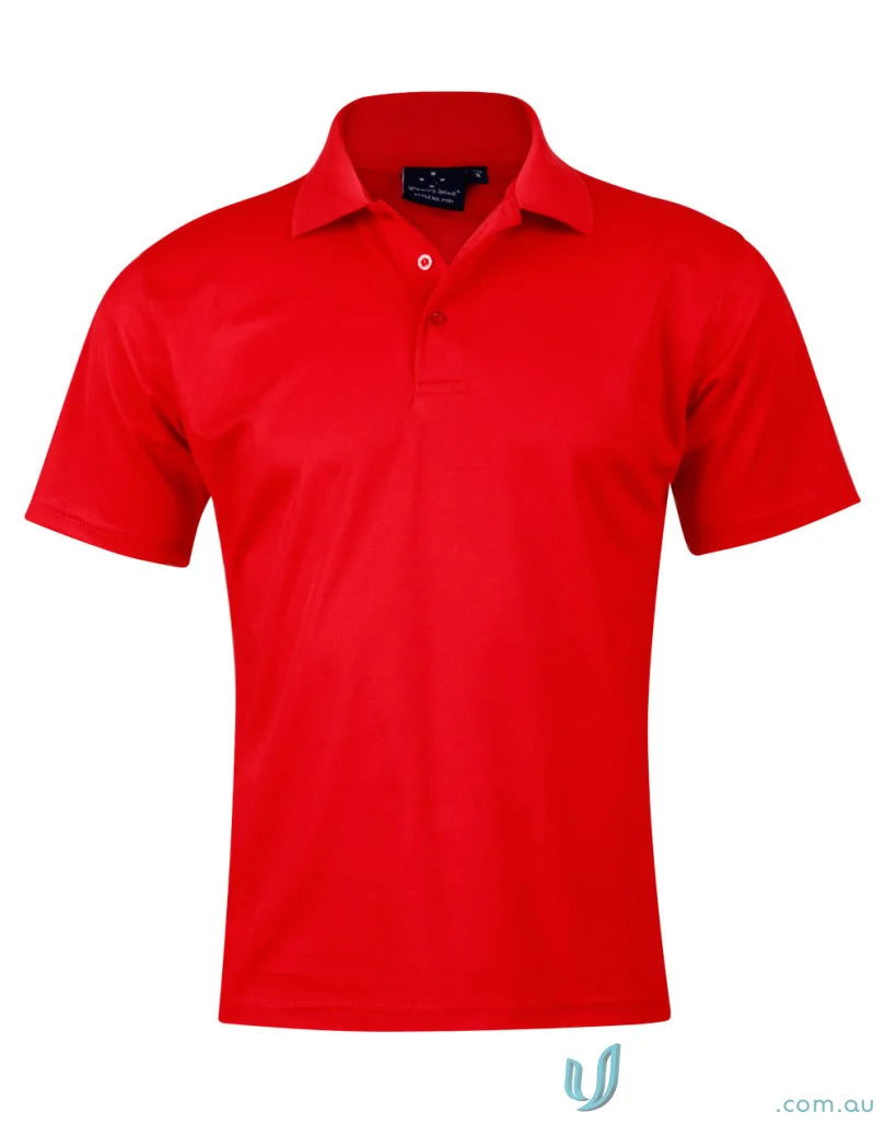 Red short-sleeved Verve Polo shirt made of CoolDry® polyester mini with flat knitted collar