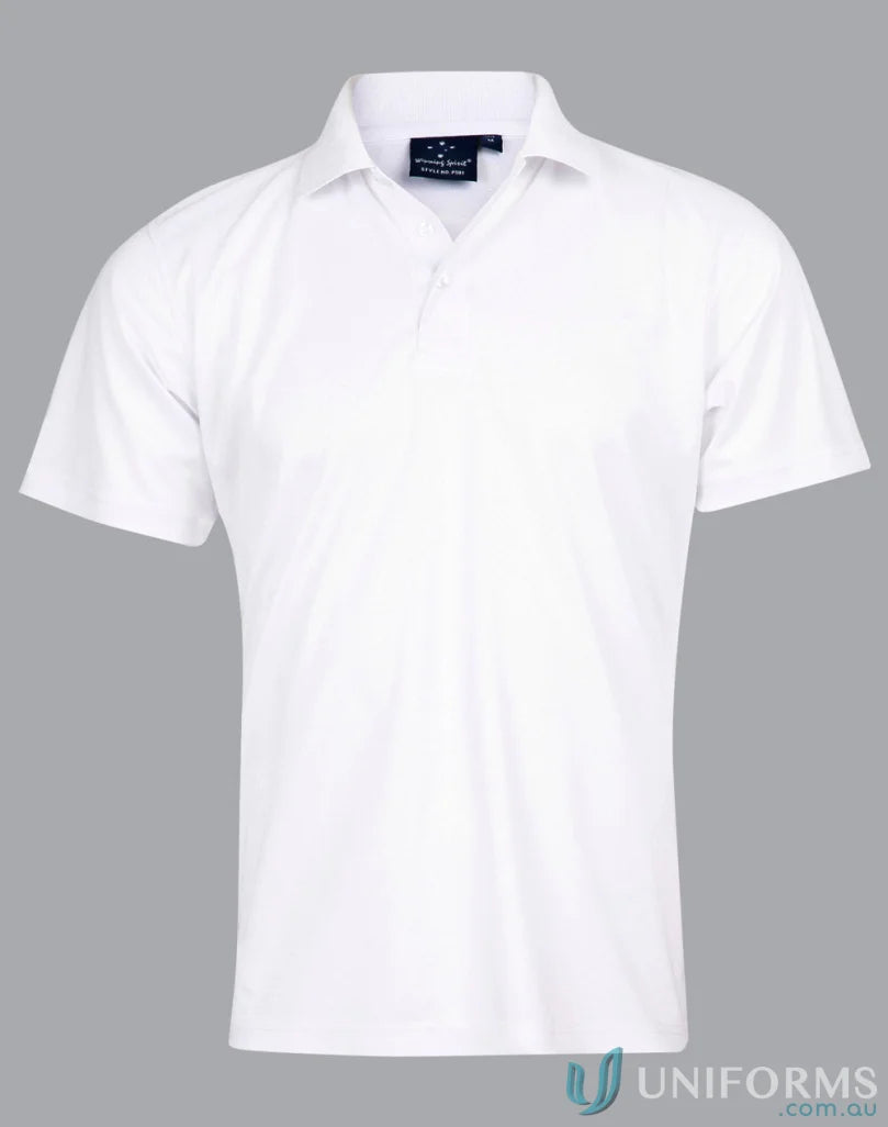 White short-sleeved ps81 Verve Polo with cooldry® polyester mini and flat knitted collar