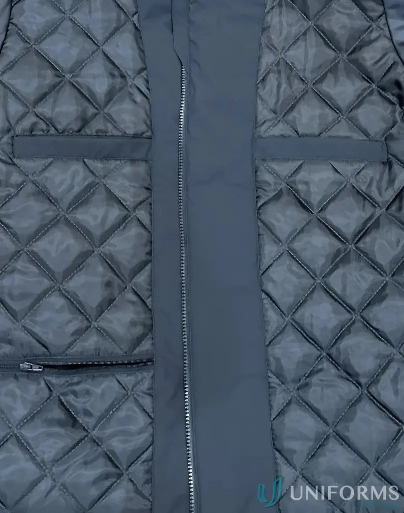 Dark blue Vic Metro Waterproof Quilted Jacket with zipper and horizontal pockets