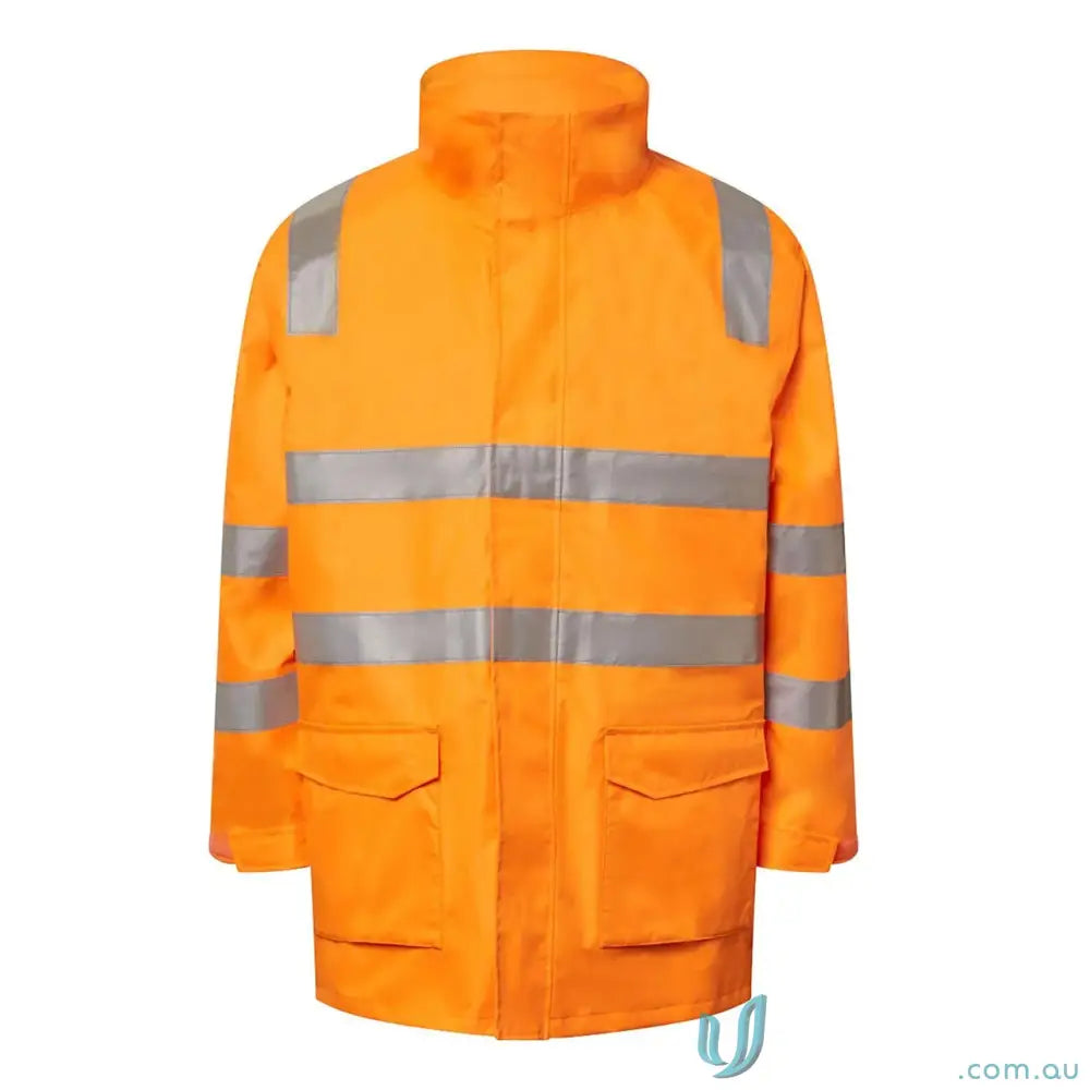 Orange VIC Rail Hi Vis Reflective Jacket with 000mm waterproof rating and pockets