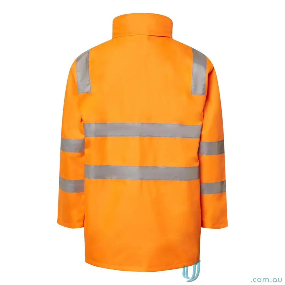 Orange VIC Rail Hi Vis Reflective Jacket with reflective stripes, 000mm waterproof rating for rail workwear
