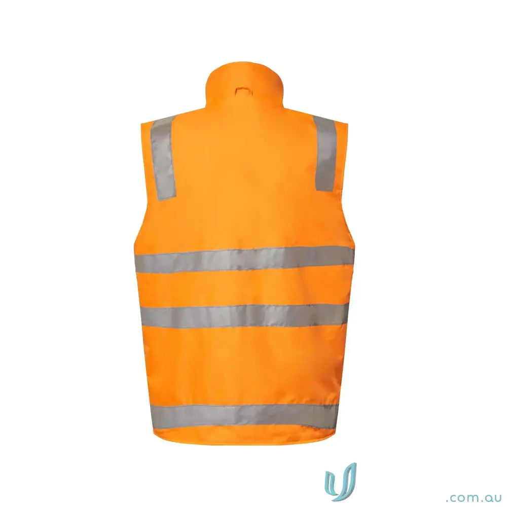 Orange VIC Rail Hi Vis Reversible Fleece Reflective Vest with embroidery access zip