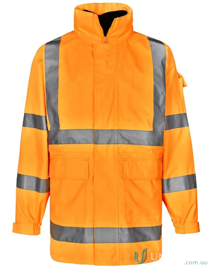 Orange VIC Rail SW75 Hi Vis Safety Jacket with bio motion reflective and waterproof Oxford shell