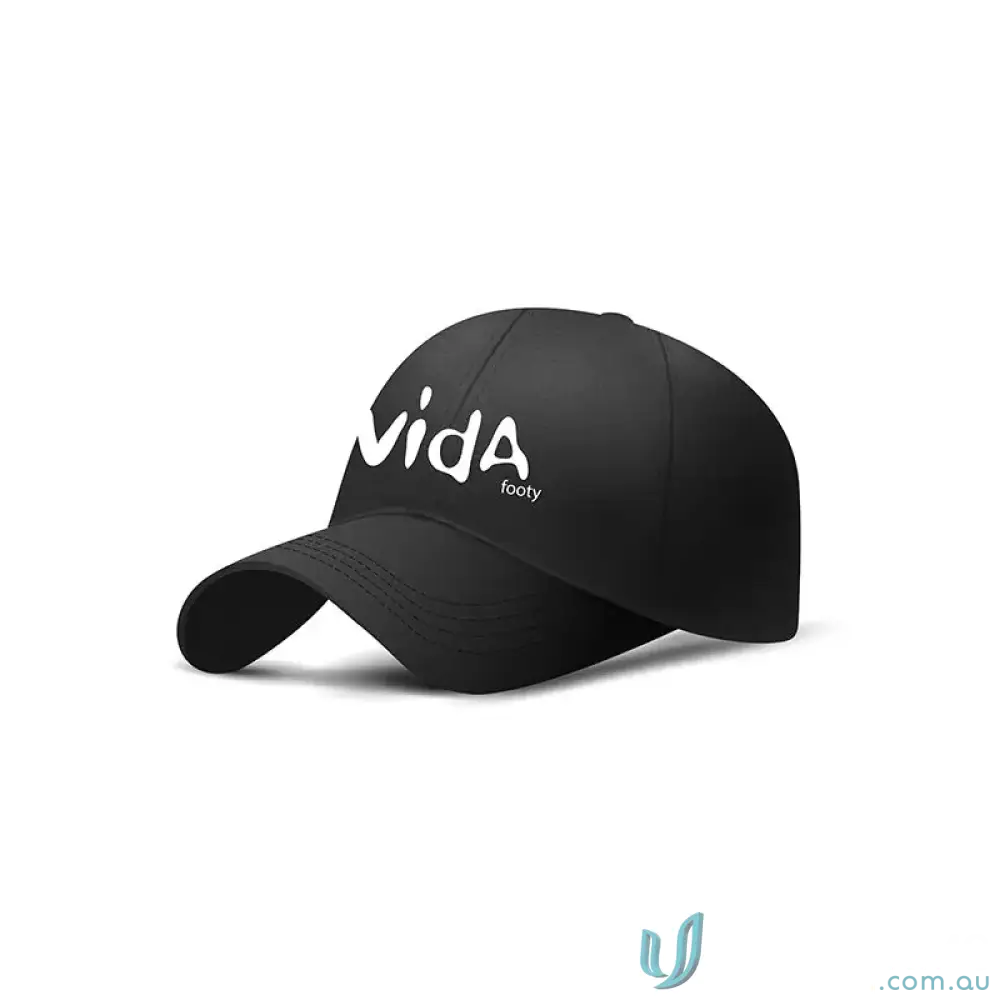Black VIDA Cap with stylish perforated design baseball cap for cool sun protection