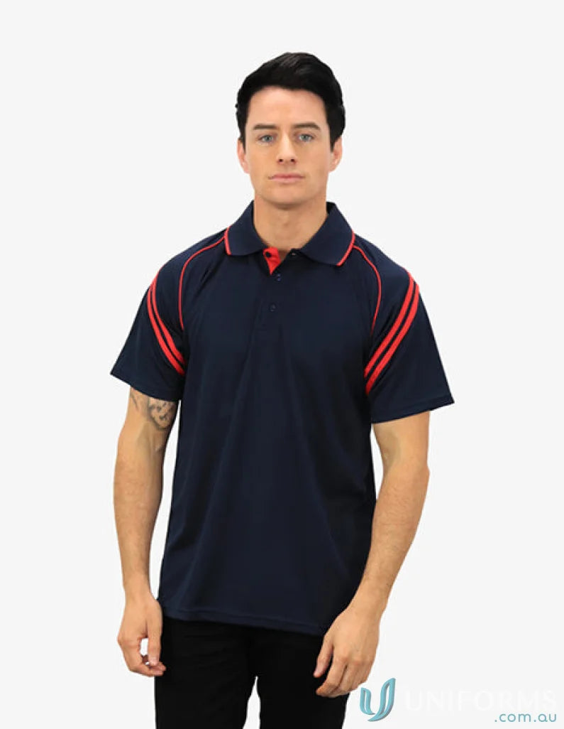 Viper SS Polo navy shirt with red accents using Cooldry moisture management tech