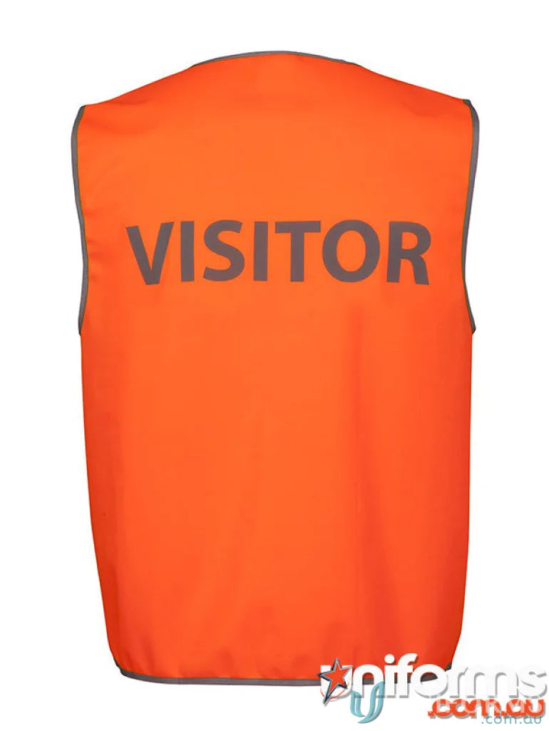 Orange visitor safety vest extra large with visitor printed design meets Australian standards