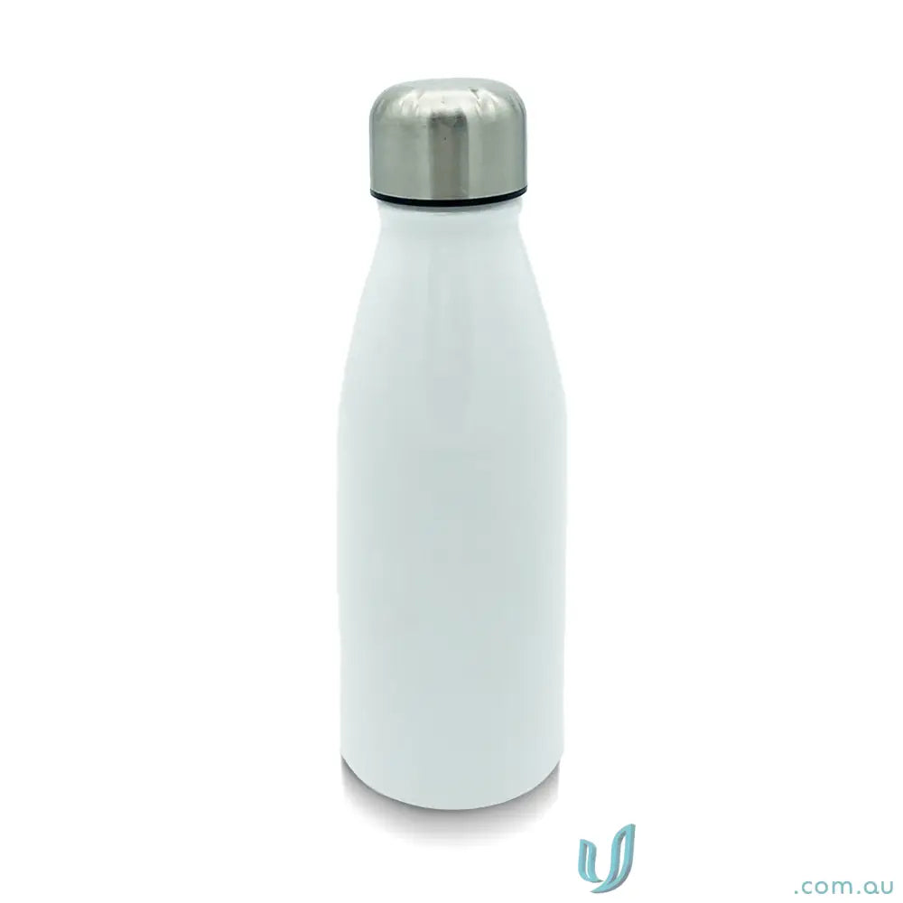 White metal water bottle made from single-wall aluminium, perfect for daily use