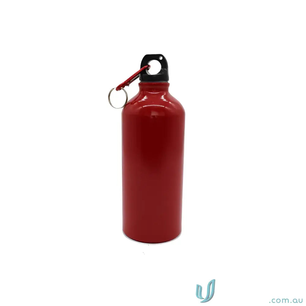Red metal water bottle Voyager 600ml with carabiner clip for hiking and uniforms