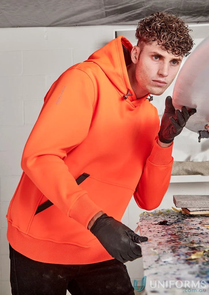 Orange hooded sweatshirt made of soft fleece in the Water Resistant Hoodie collection