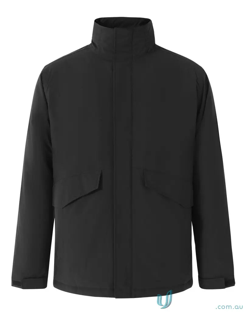 Men’s Waterproof Quilted Jacket with high collar and large front pockets for staying dry